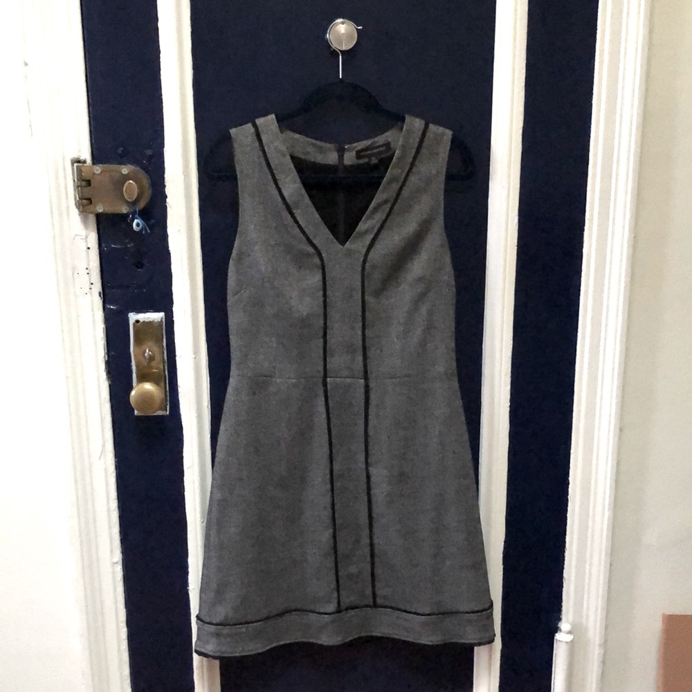 Banana Republic grey wool tweed knee-length dress.